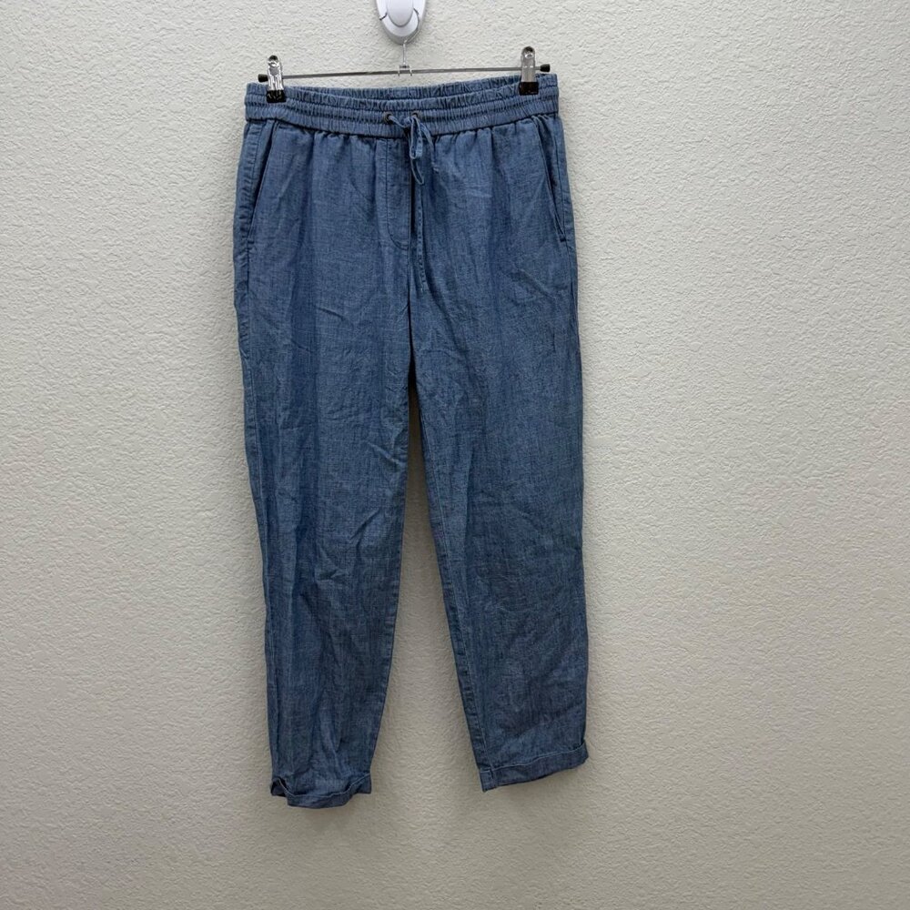 J Crew Factory Chambray Drawstring Cuffed Cotton Pants w Pockets Womens size 6